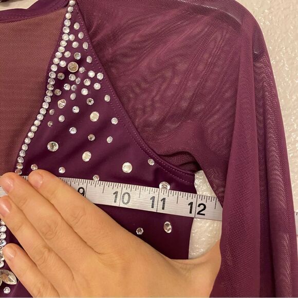 Weissman Balera solo Dance costume purple Long Poet Sleeve Leotard MT11817 MC - Picture 6 of 12
